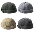 Brimless Docker Cap Washed Style Boy Girls Student Skullcap Hats Men Cotton Beanie Docker Brimless Hat Rolled Cuff Harbour Hats. 