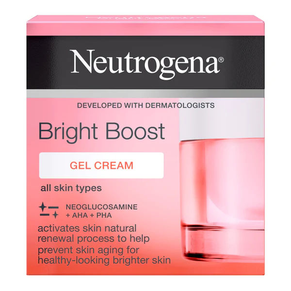NEUTROGENA Bright Boost Gel Cream 50ml reduces dullness & dark spots for smooth skin. Improves look of tone, texture, fine lines in 1 week
