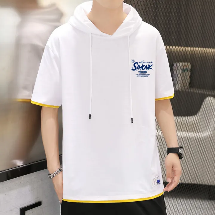Summer%20All-Matching%20Hooded%20Short%20SleeveTT-shirt%20Men's%20Trendy%20Hooded%20Sports%20Loose%20Tops%20Hoodie%20Korean%20Style%20Hong%20Kong%20Style%20Sweater%20Fashion%20-%20Image%208