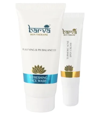 Barva Neem & Pepperment Face Wash & Turmeric Spot Acne Cream - Combo Pack(FROM INDIA)JEZ