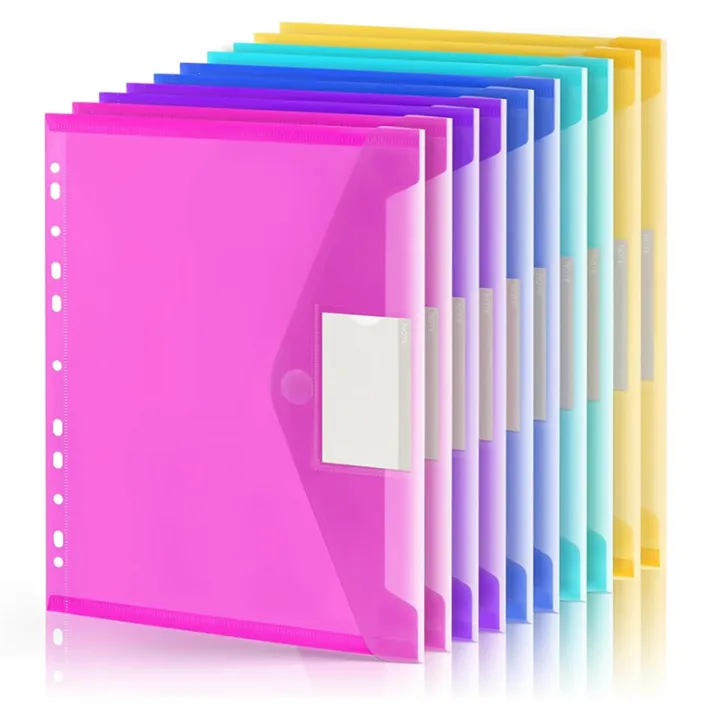 File Folders 10 Pack, 3 Ring Binder Pocket Organizer, 11 Ring Plastic ...