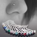 Yfashion 1.8mm Rhinestone Nose Nail Body Piercing Jewelry Stainless Steel Nose Ring 10pcs/pack. 
