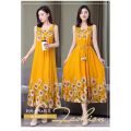 Summer Noil Poplin Dress Large Size Loose Floral Mid-Length Sleeveless Suspender Skirt Outer Wear Bottoming Vest Long Skirt for Women. 