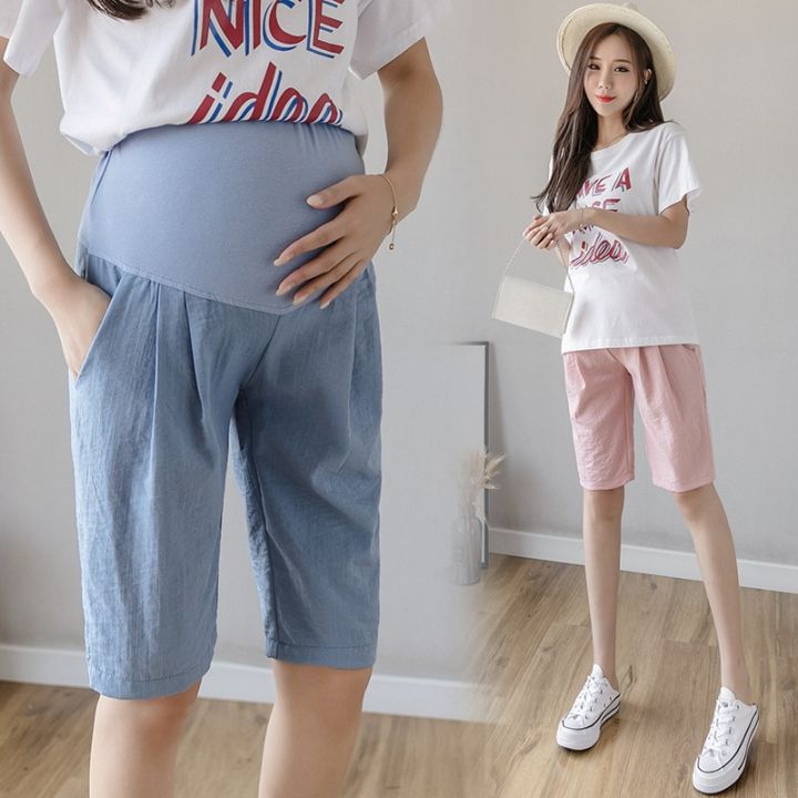 Summer%20Thin%20Cotton%20Linen%20Maternity%20Half%20Pants%20Casual%201/2%20Short%20Pants%20Clothes%20for%20Pregnant%20Women%20Pregnancy%20Belly%20Shorts%20-%20Image%203