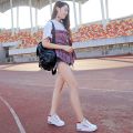 Women's White Shoes Height Increasing Insole New Women's Thin Shoes White Lace-up Korean Style Casual Fashion All-Matching Wedge Student. 