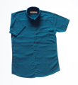 Standard Collar Short Sleeve Shirt for Men Black Blue. 