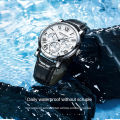 DGSenpi Men's Multi-Functional Waterproof Big Dail Watch Ge-nuine Leather Strap Calendar Quartz Watch. 