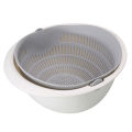 Portable detachable double-layer hollowed-out fruit and vegetable washing drain basket vegetable washing basin rice basket. 
