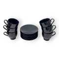 Dinner Set & Luster Tea Set 33Pcs Black Dinnerware ​Porcelain Dish & Coffee Set. 
