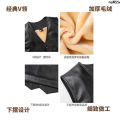 Leather Waistcoat Fleece-lined Thickened Middle-Aged and Elderly Men's Thermal Vest Leisure Vest Dad Wear Autumn and Winter Vest Men's Coat _. 