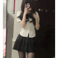 Hu Lina Original jk Uniform Waist Trimming Shirt Back Bandage Short Sleeve College Style Puff Sleeve White Shirt jk Suit. 