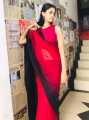 Red O Neck Sleeveless Crop Top Saree Jacket For Women. 