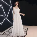 Evening Gown 2024 New Banquet Noble Long 18 Adulthood Celebration-Year-Old White Temperament Dress Birthday Party Female. 
