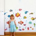 【IKE】Cartoon Underwater World Wall Stickers for Kids Children's Room Bedroom Decoration Removable Waterproof Wallpapers. 
