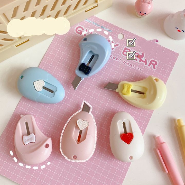 1/6PCS Cute Mini Portable Utility Knife Box Paper Cutter Cutting Paper Office Stationery Cutting Supplies