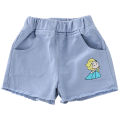 Yfashion Summer Girls Cotton Shorts Denim Princess Embroidered Breathable Shorts For 2-8 Years Old Kids. 