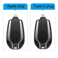 Portable Mini Power Bank, Emergency Charger, 1500mAh Portable Keychain Charger, Ultra Compact Mini Battery Fast Charging Backup Power Bank (Black-iOS & Pink-Type C). 
