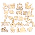 【3】 10pcs 46x50mm Mixed Pattern Wood Accessories Crafts For Scrapbook Home Decoration Wooden Ornaments M1977. 