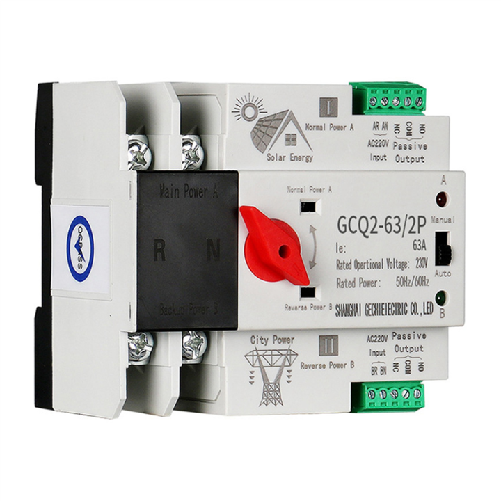 2X Photovoltaic Solar Power ATS Automatic Transfer Switch Din Rail 2P ...