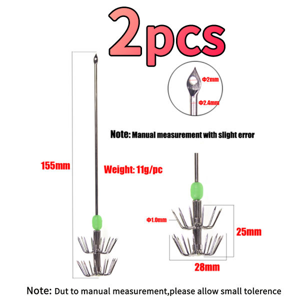 【SmartHorizon】Lionriver 15.5cm/11g Double-Layer Umbrella Squid Hooks Replacement Cuttlefish Fishing Jig Hook Stainless Steel Fishing Tackle