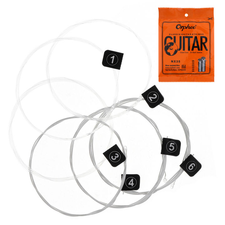 Orphee 6pcs/set Guitar Strings Conventional Classical Guitar String Series E/B/G/D/A/E Use High-quality Nylon Wire Feel Moderate NX-35