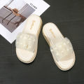 Fairy Style Sandals Women's Summer Lazy Sandals Korean Style Slippers Women's One-Word Net Red Pearl Platform Beach Shoes. 