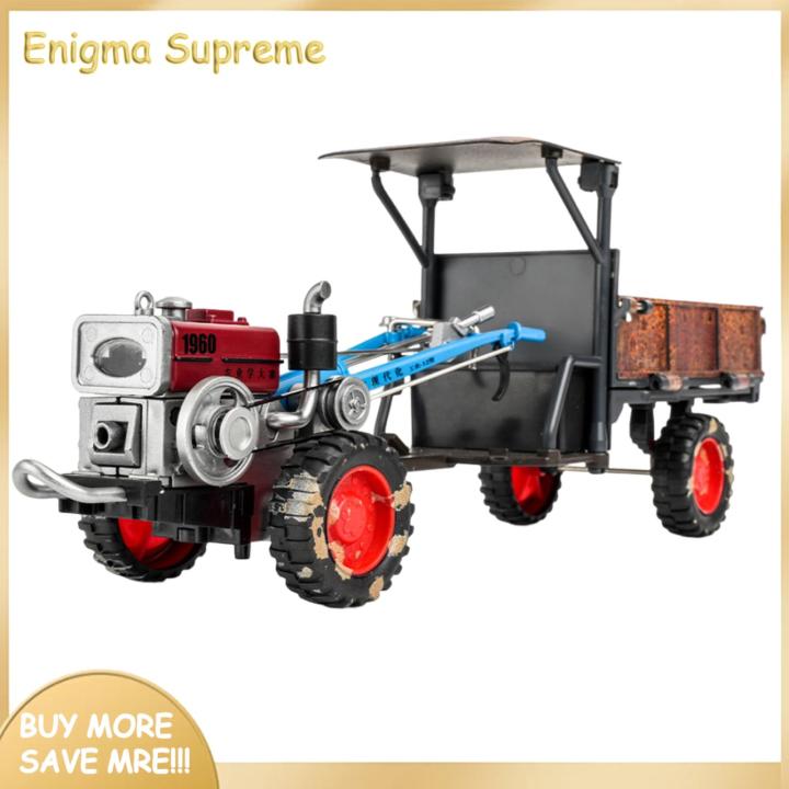 Enigma- Retro Tractor Toy Vintage Tractor Model with Sound Light Die-cast Farm Truck Toy for Boys Girls Desktop Decoration Birthday Gift