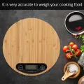 Round Bamboo Wooden Digital LCD Electronic Kitchen Cooking Food Weighing Scales. 