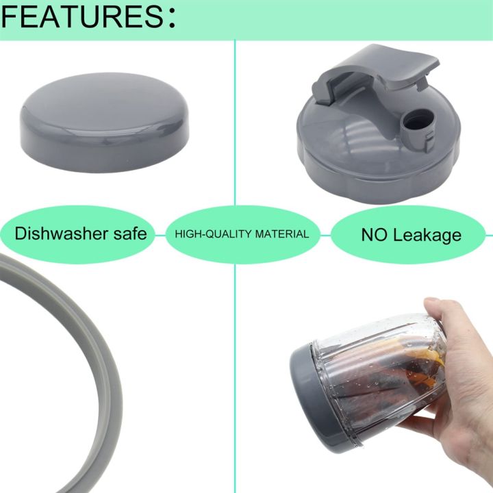 A68P-Blender Cups Flat Lid And Flip Top To-Go Lid Replacement Parts Compatible For Nutribullet Blender Juicer 600W 900W