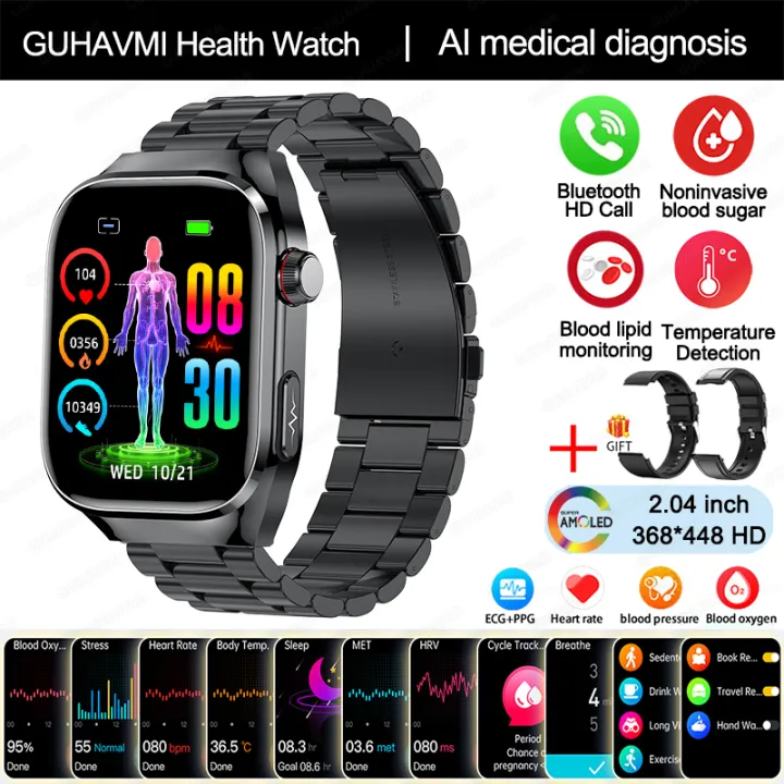 New%20Medical%20Grade%20Health%20Smartwatch%20Men's%20ECG+PPG%20Blood%20Glucose%20Pressure%20Fat%20Uric%20Acid%20650mAh%20AMOLED%20Sport%20BT%20Call%20Smart%20Watch%20-%20Image%202