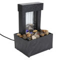 Indoor Tabletop Water Fountain Mirrored USB LED Waterfall Fountain 2 Hours Auto Power Off with Stone for Office. 