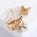 Cute And Creative Cartoon Pearl Cat Brooch, Elegant Temperament, Clothing Accessories, Pins. 