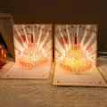 Birthday Surprise Musical and Light Musical Birthday Greeting Cards Led Creative Birthday Cake Postcards Hollow Paper Carving with Envelope Luxurious Foil Stamping Cards Birthday Gift. 