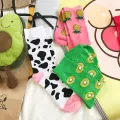 Cute Fruit Pattern Crew Women Cute Kiwi Cow Pineappl Happy Funny Green Pink White Gift Yellow Japanese. 