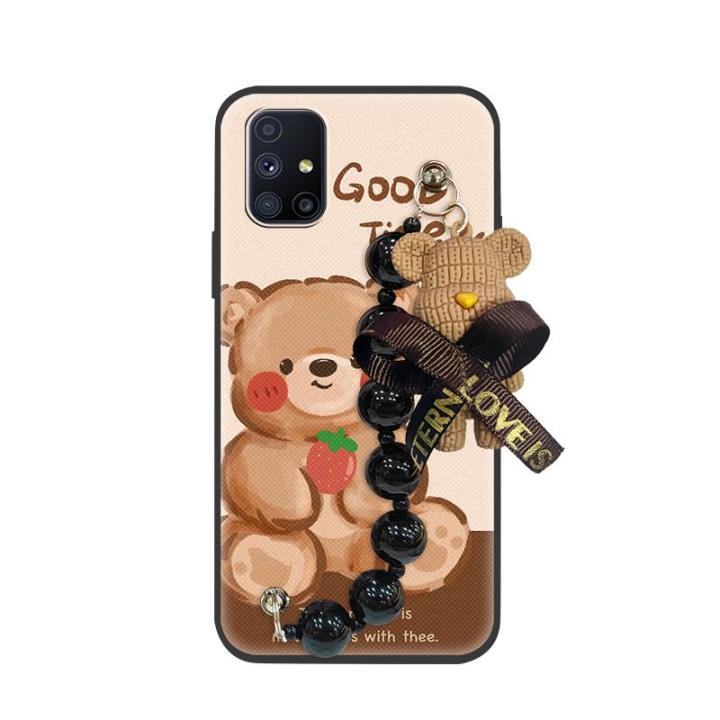 soft%20case%20phone%20case%20Phone%20Case%20For%20Samsung%20Galaxy%20M51/SM-M515F/DSN%20Bear%20bracelet%20Skin-friendly%20feel%20Black%20pearl%20pendant%20-%20Image%205