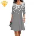 Casual Loose Fit Dress Floral Print A-line Midi Dress for Women Casual Elegant Spring Fashion Women Casual Printed Dress. 