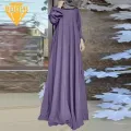 Modest Dress Vintage Dot Print Maxi Dress with A-line Silhouette Long Sleeves for Women Floor Length Abaya Robe Abaya Dress. 