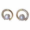 【ALLGOOD】Pearl Earrings Fashion Women 18K Gold Exquisite Pearl Round C-shaped S925 Stud Earrings for Women Crystal Jewelry. 