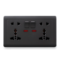 Universal Multi socket Panel 13A 2 Wall Sockets Plug Standard Gray Outlet AC 230V Wall Switch Controls Power Socket with Light Power outlet. 
