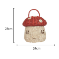 Handmade Rattan Mushroom-Shaped Storage Basket- Cute Handmade Handcrafted Gift Decoration Artwork Rattan, Pink Easy to Use 24 X 28cm. 