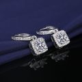 Live Hot Selling Fashion Popular Princess Square Bag 1 Karat Imitation Moissanite Silver Earrings Women's Zircon Ear Buckle Earrings. 