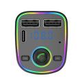 Car Bluetooth 5.0 FM Transmitter PD Type-C Dual USB 3.1A Fast Charger Colorful Ambient Light Handsfree MP3 Modulator Player. 