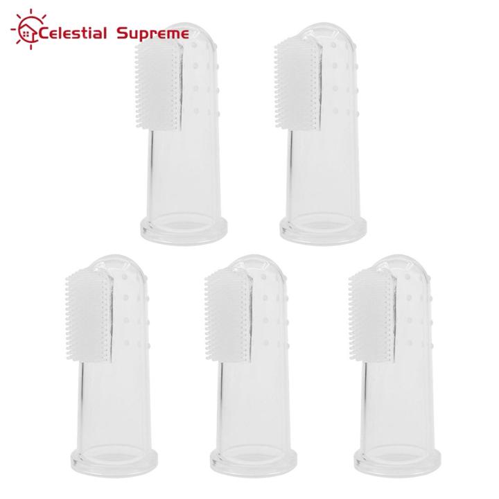 Finger-wearable Pet Toothbrush Pet Dental Care Kit 5 Pcs Silicone Finger Toothbrush for Dogs Cats Effective Teeth Cleaning for Small to Large Breeds Pet Toothbrush Silicone