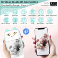 58mm Mini Portable Thermal Printer Cat Shapes Wireless BT 200dpi Photo Label Memo Wrong Question Printing Tag Bluetooth Printer. 