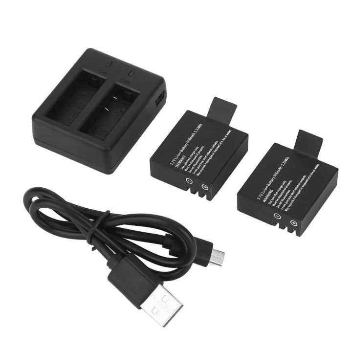 3.7V 900mAh USB Dual Charger With 2pcs Batteries For SJ4000/SJ5000/SJ6000/SJ5000+/SJ4000+/SJ5000X.M10/M10+ Accessories