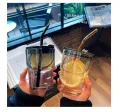 Glass Straw Cup Coffee Mug with Lid Straw 450ML Heat-Resistant Tumbler Hot Cold Milk Tea Cup 450ML heat-resistant glass cup coffee cup mug water cup straw glass cup sport Coffee Cup. 