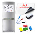A3 Size Flexible Magnetic Whiteboard Fridge Soft Magnets Dry Wipe White Board Writing Record Board Magnetic Marker Pen Eraser. 