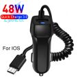 【NEW】Car Charger 48W Super Fast Cigarette Lighter Plug in Adapter Lightning Coiled Cable for iPhone14 13 12 11 Mini Pro iPad Typec. 