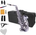 Lark Alto Saxophone Straight Brass Lacquered Gold/ Silver with Hard case, Mouthpiece, Reed, Belt, Cloth, Gloves Alto Saxophone is Suitable for Beginners to Test The Level of Professional Playing Wind Instrument Saxophone. 