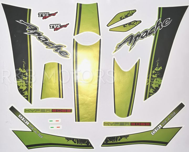 Tvs Apache 160 Black Green Bike Sticker full Kit